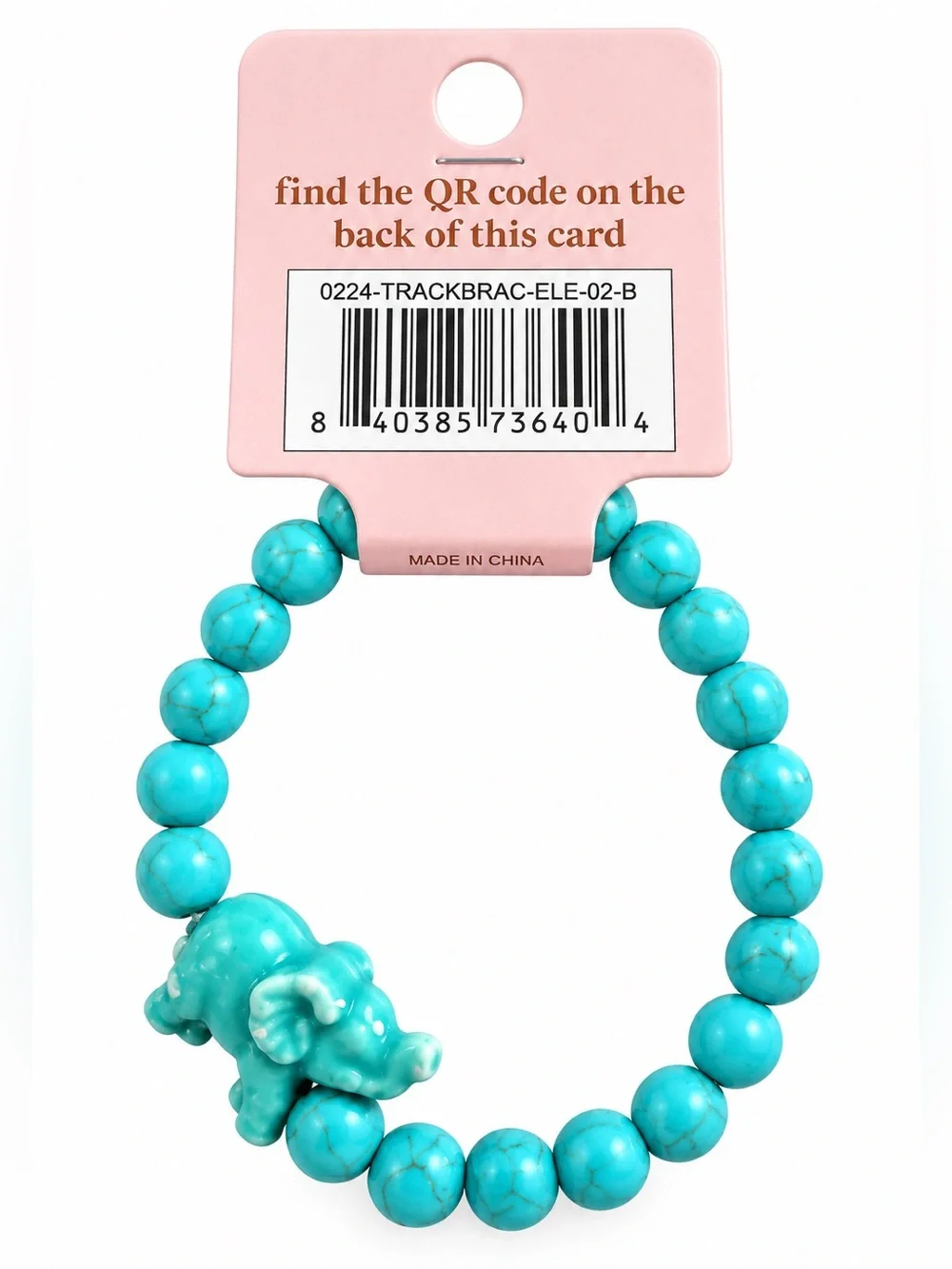 Simply Southern Kids Turquoise Elephant Tracking Beaded Stretch Bracelet